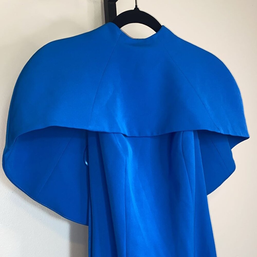 Teri Jon by Rickie Freeman blue collared cape dress - Picture 3 of 16